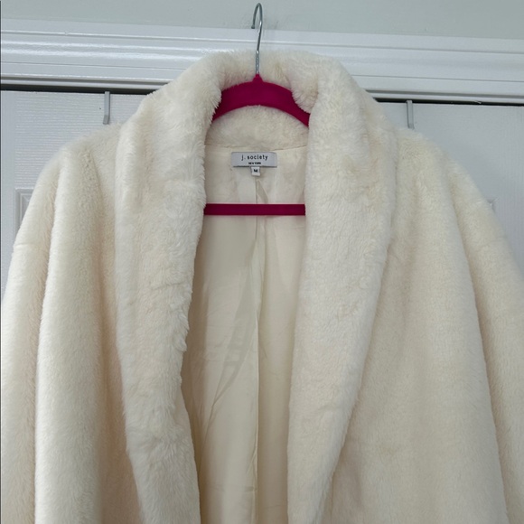 Cream Faux Fur Jacket by j. Society size Medium - Picture 6 of 6